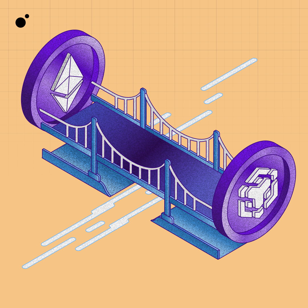 Vibrant illustration of assets seamlessly bridging across 20+ blockchain icons like Ethereum, Solana, BSC for cross-chain restaking in DeFi